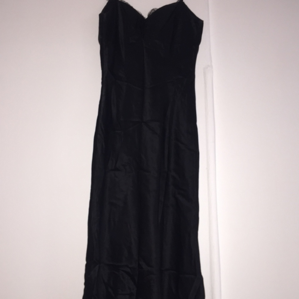 Lace trim silk dress